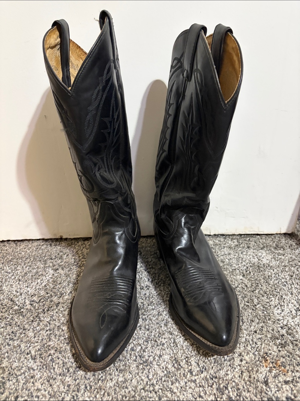 Tony Lama Black Embroidered Leather Western Boots